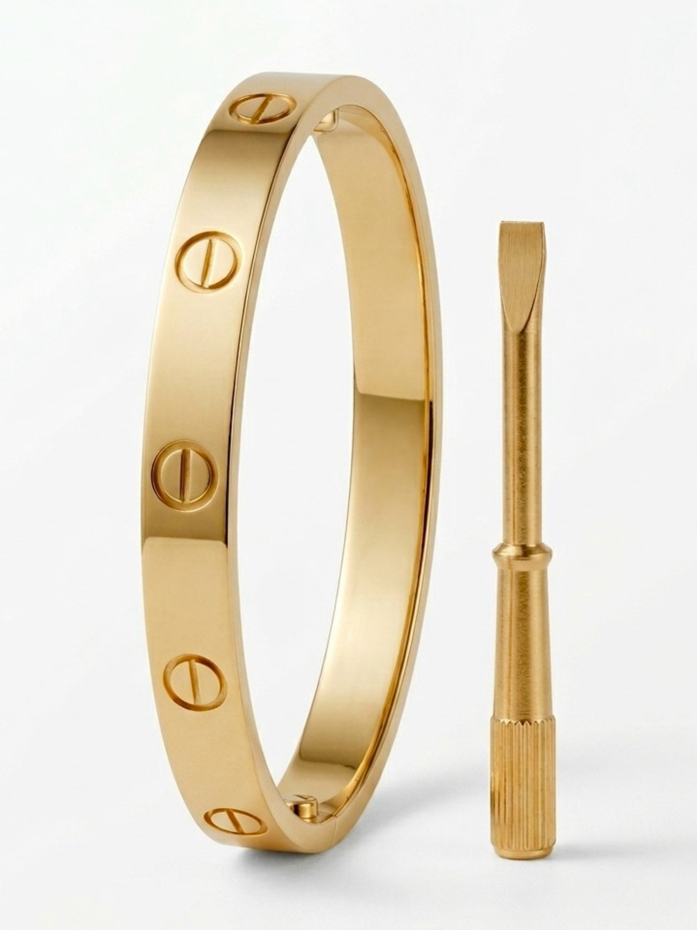 New 18K Gold Plated Screw Love Motif Bangle Bracelet with Screwdriver